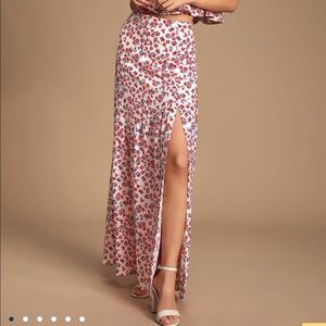 Lulu's Blush Floral Print Maxi Skirt - size SMALL